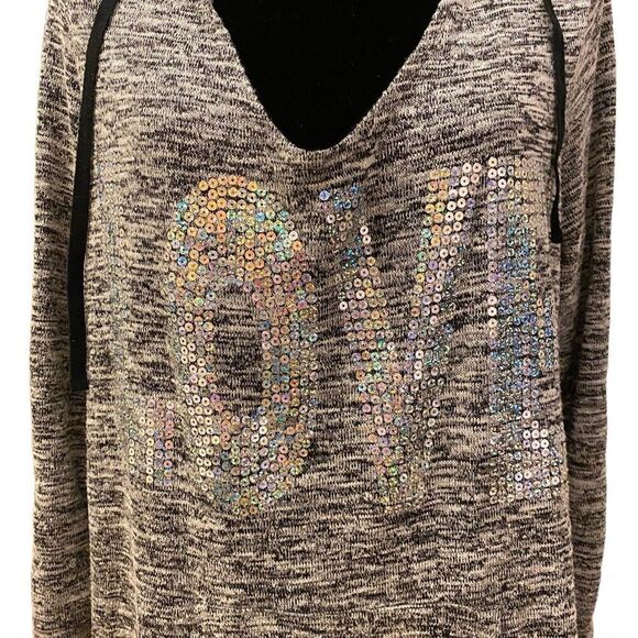 Miss Chievous Black and White Sequin Love Lightweight‎ Hoodie Sz 1 X - Picture 2 of 14